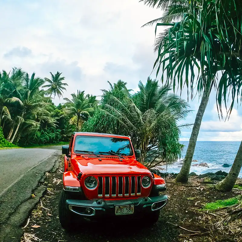 Rental parked on the Big Island of Hawaii